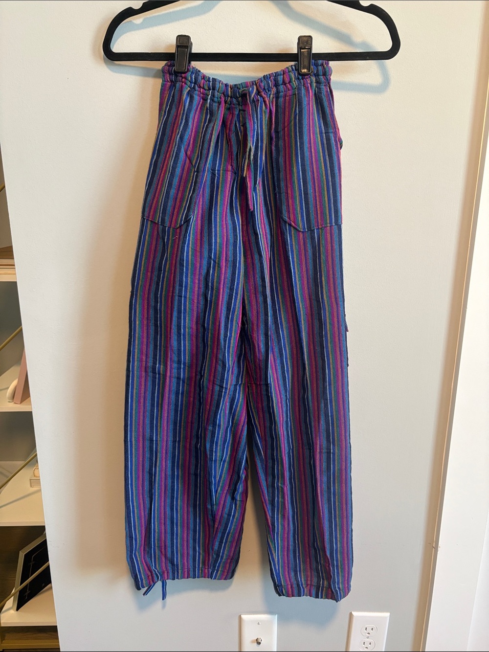 Unbranded Women's Striped Drawstring Joggers in Blue & Purple